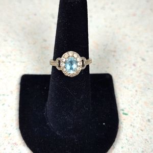 Vintage Blue Topaz Silver 925 Ring Size 6 1/2